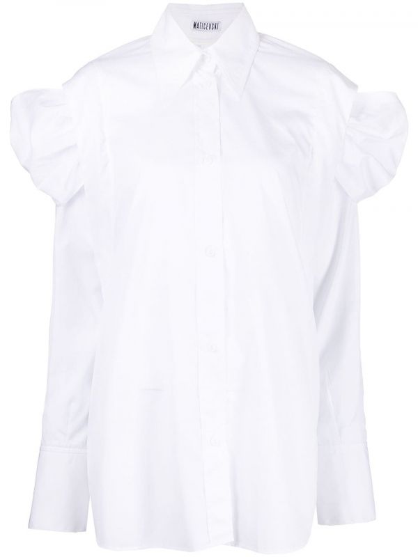  Maticevski Ruched Oversized Shirt - White 