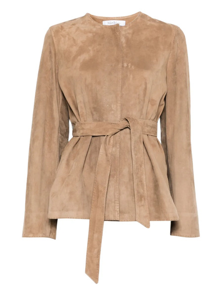  Max Mara Abito Belted Suede Jacket - Brown 