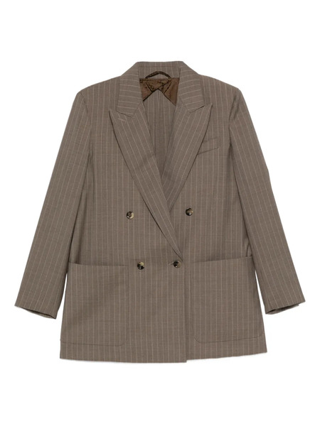  Max Mara Acciaio Pinstripe Double-breasted Blazer - Brown 