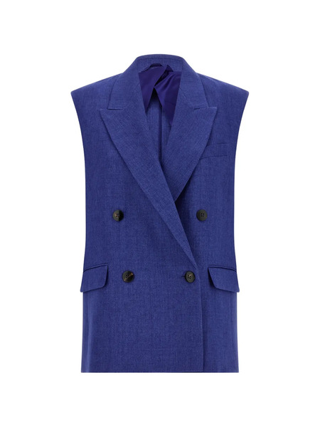  Max Mara Aia Double-breasted Peak-lapels Waistcoat - Blue 