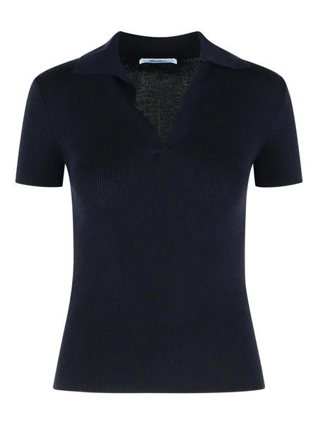  Max Mara Albero Ribbed Polo Top - Blue 