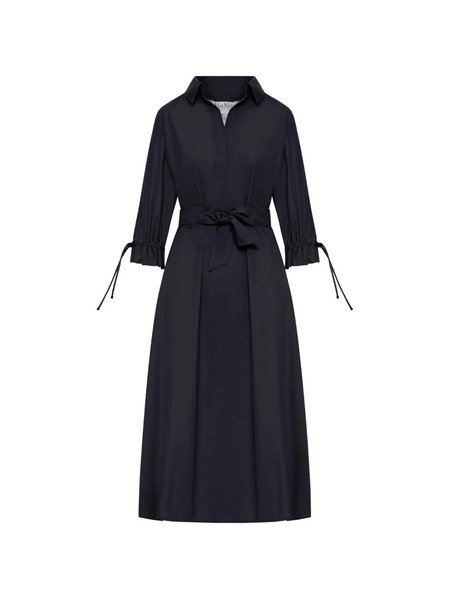  Max Mara Belted Collared Midi Dress - Black 