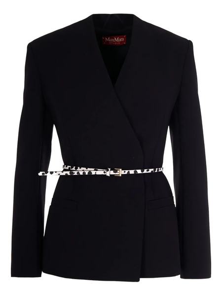  Max Mara Belted Fitted Jacket - Black 