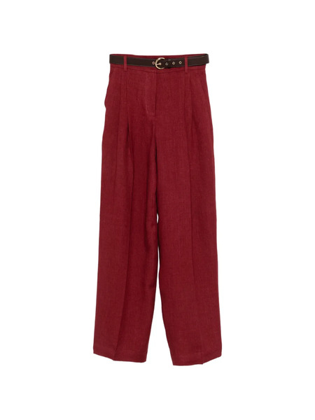  Max Mara Belted Pleated Trousers - Red 
