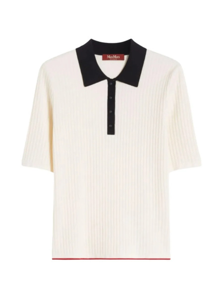  Max Mara Button Ribbed Polo Top - Neutrals 