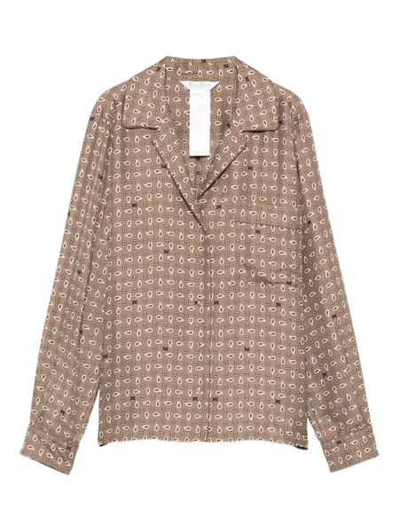  Max Mara Buttoned Patterned Top - Brown 