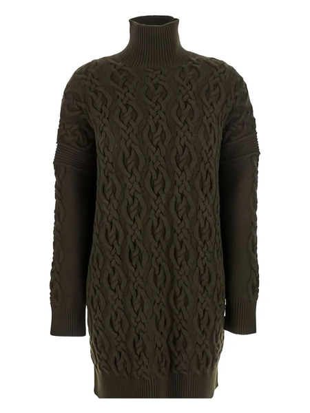  Max Mara Cable Knit Roll-neck Dress - Green 