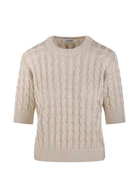  Max Mara Cable Knit Short-sleeve Sweater - Neutrals 