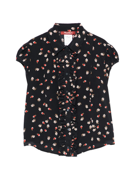  Max Mara Canale Flower-print Ruffled Top - Blue 