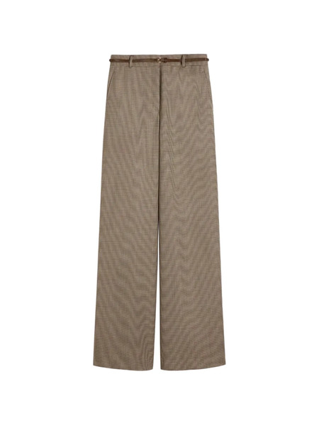  Max Mara Checked Belted Tailored Trousers - Brown 