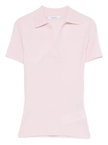  Max Mara Collared Ribbed Top - Pink 