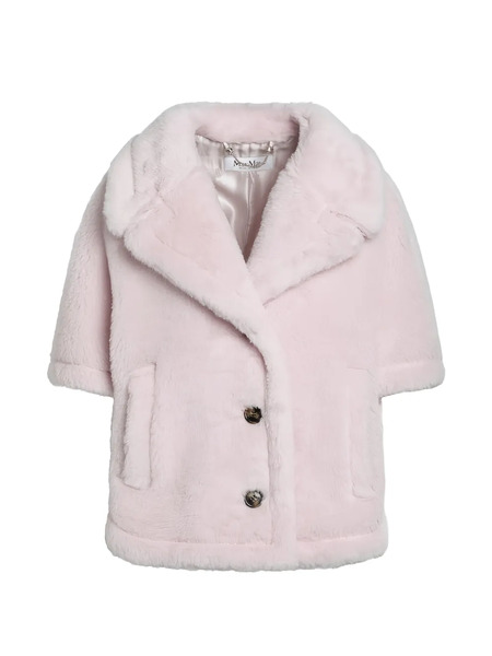  Max Mara Corvino Teddy-texture Buttoned Cape - Pink 