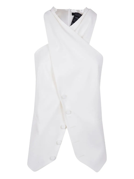  Max Mara Cross-neck Button Top - White 
