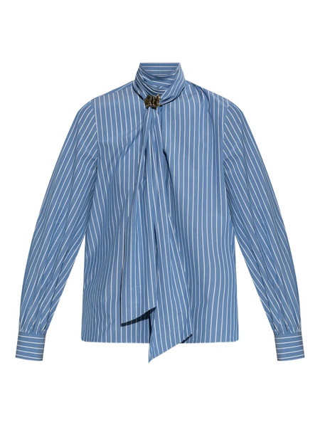  Max Mara Disco Striped Flower-embellished Blouse - Blue 