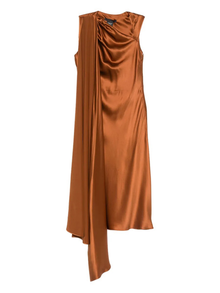  Max Mara Draped Silk Midi Dress - Brown 