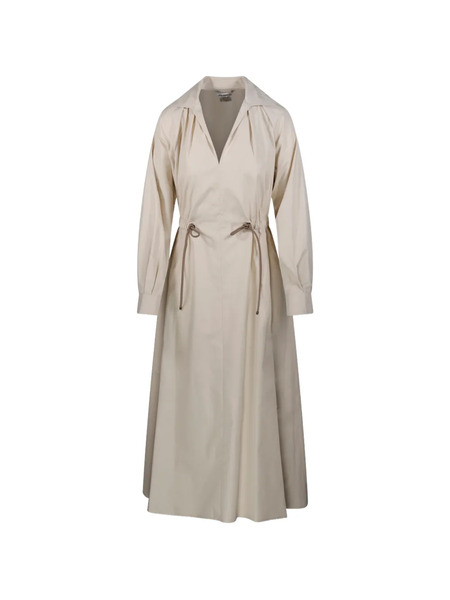  Max Mara Drawstring-fastening V-neck Midi Dress - Neutrals 