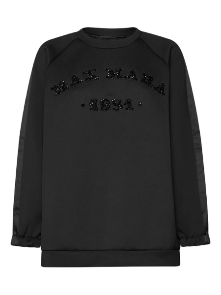  Max Mara Embellished Satin-panel Sweatshirt - Black 