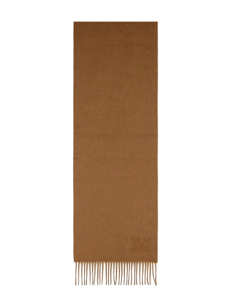  Max Mara Embroidered-monogram Fringe Scarf - Brown 