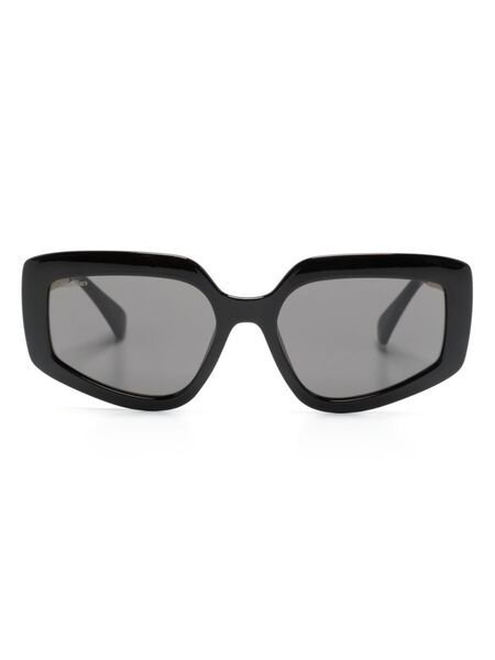  Max Mara Eyewear Engraved-logo Square-frame Sunglasses - Black 