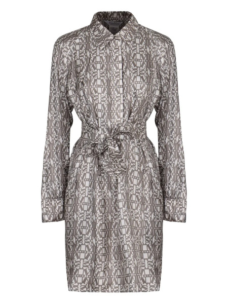 Max Mara Grembo Monogram Printed Mini Shirt Dress - Neutrals 