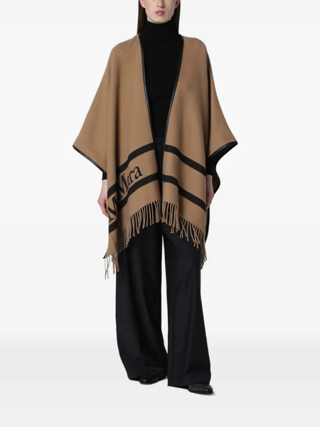 Max Mara Jacquard Wool Poncho - Brown 