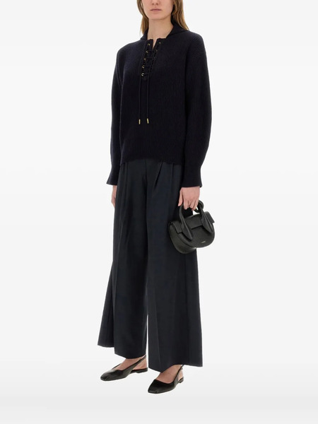  Max Mara Lace-up Ribbed Sweater - Blue 