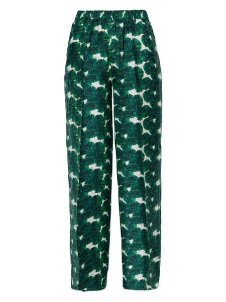  Max Mara Leaf-print Trousers - Green 