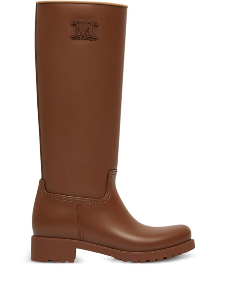  Max Mara Logo-embellished Block-heel Boots - Brown 