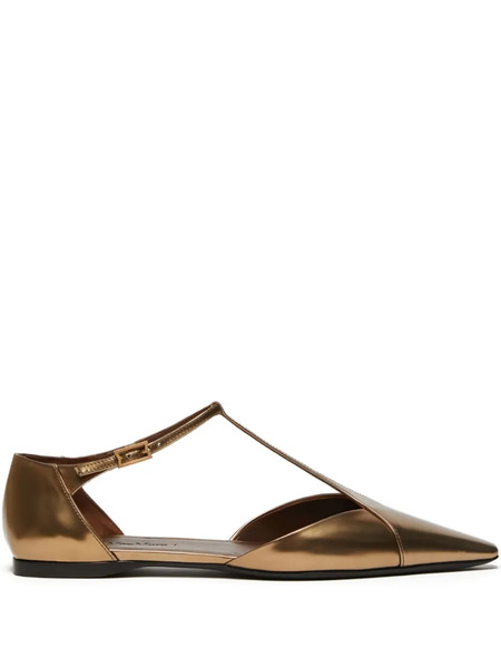  Max Mara Metallic Pointed-toe Ballet Flats - Gold 