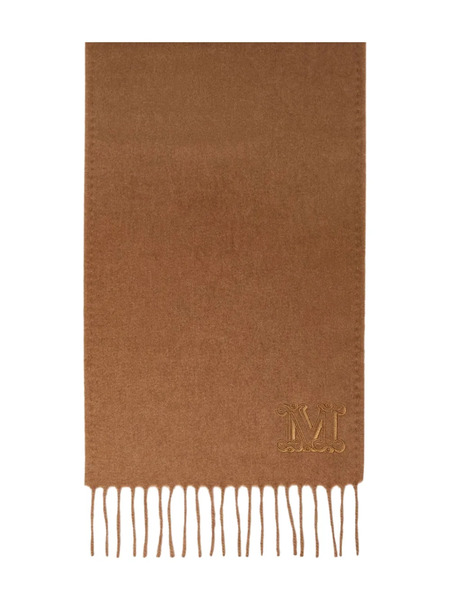  Max Mara Monogram Embroidered Wool Scarf - Brown 