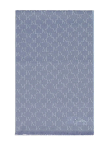  Max Mara Monogram-jacquard Wool Scarf - Blue 