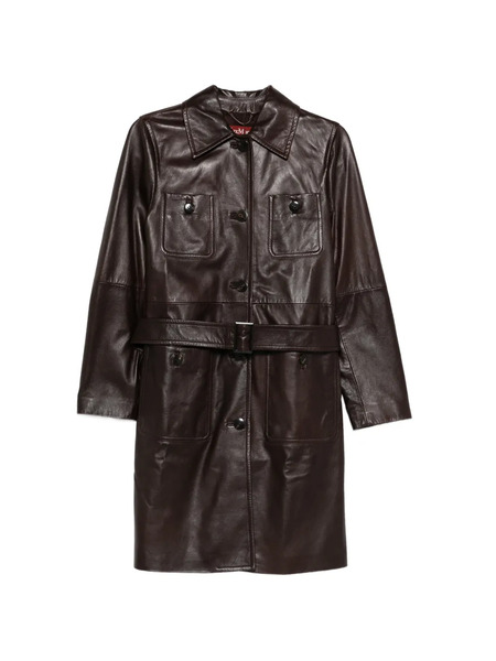  Max Mara Mstamaca Buttoned Belted Coat - Brown 