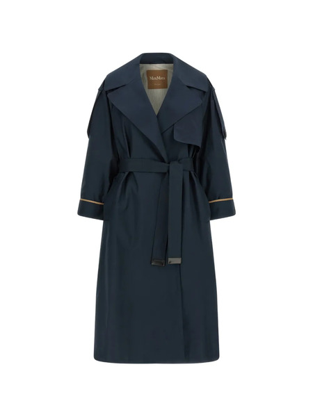  Max Mara Mtcutrench Flared Belted Trench Coat - Blue 