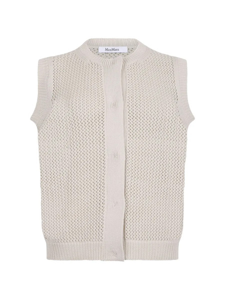  Max Mara Nome Open Knit Button Vest - Neutrals 