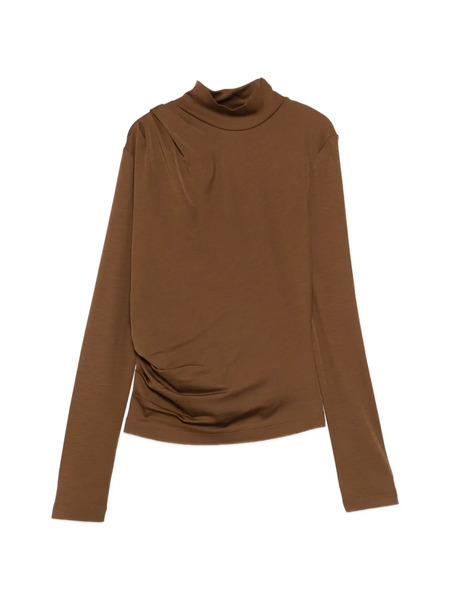  Max Mara Orme Draped Turtleneck Top - Brown 