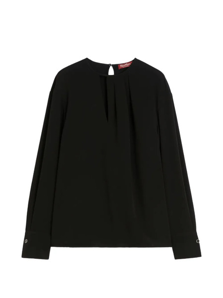  Max Mara Pleated Keyhole Blouse - Black 