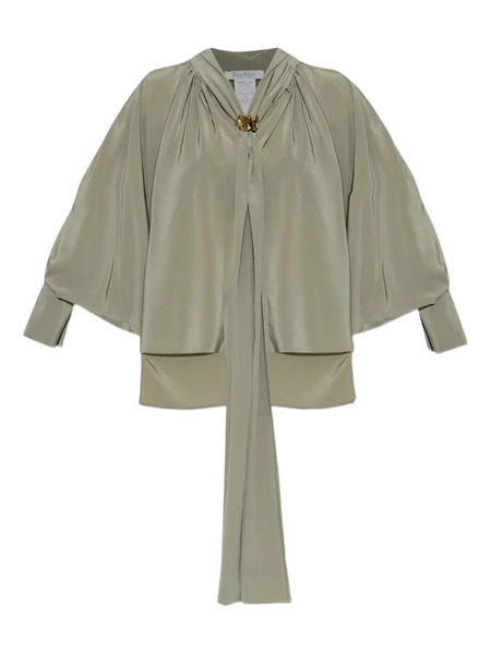  Max Mara Pleated Tie-neck Blouse - Green 