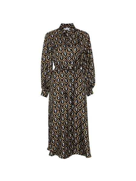  Max Mara Printed Midi Dress - Black 