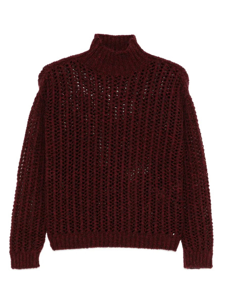 Max Mara Quaglia Openwork High-neck Sweater - Red 