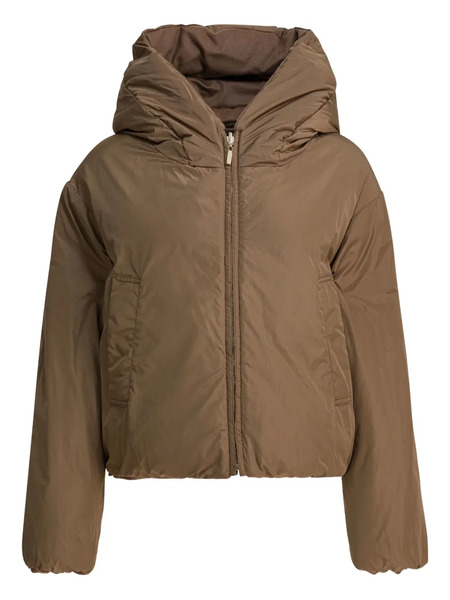  Max Mara Reversible Hooded Zip Down Jacket - Brown 