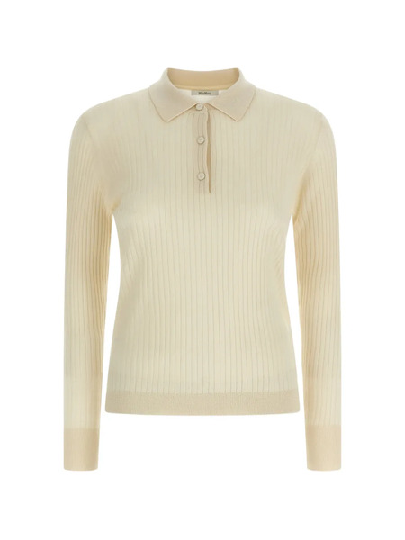  Max Mara Ribbed Button Polo Top - Neutrals 