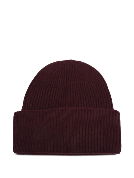  Max Mara Ribbed Logo Beanie - Red 