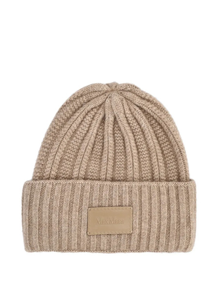  Max Mara Ribbed Logo Hat - Brown 