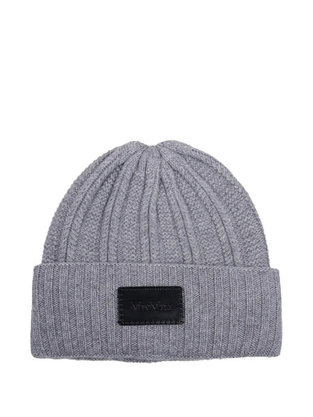  Max Mara Ribbed Logo-patch Beanie Hat - Grey 