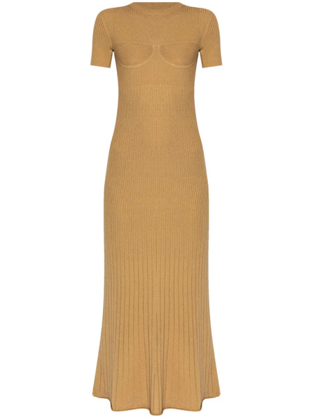  Max Mara Ribbed Maxi Dress - Brown 