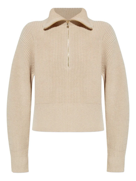  Max Mara Ribbed Zip-neck Sweater - Neutrals 