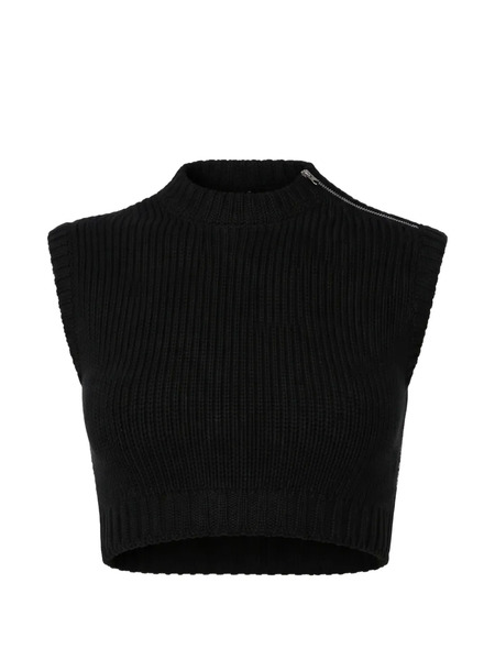  Max Mara Ribbed Zip Top - Black 