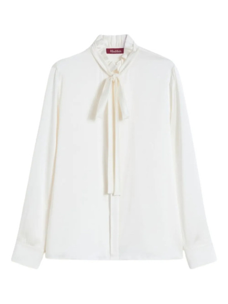  Max Mara Ruffled Neck-tie Blouse - Neutrals 