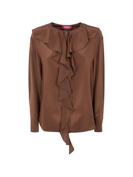  Max Mara Ruffled Silk Blouse - Brown 