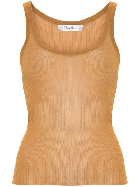  Max Mara Semi-sheer Fine-ribbed Top - Brown 